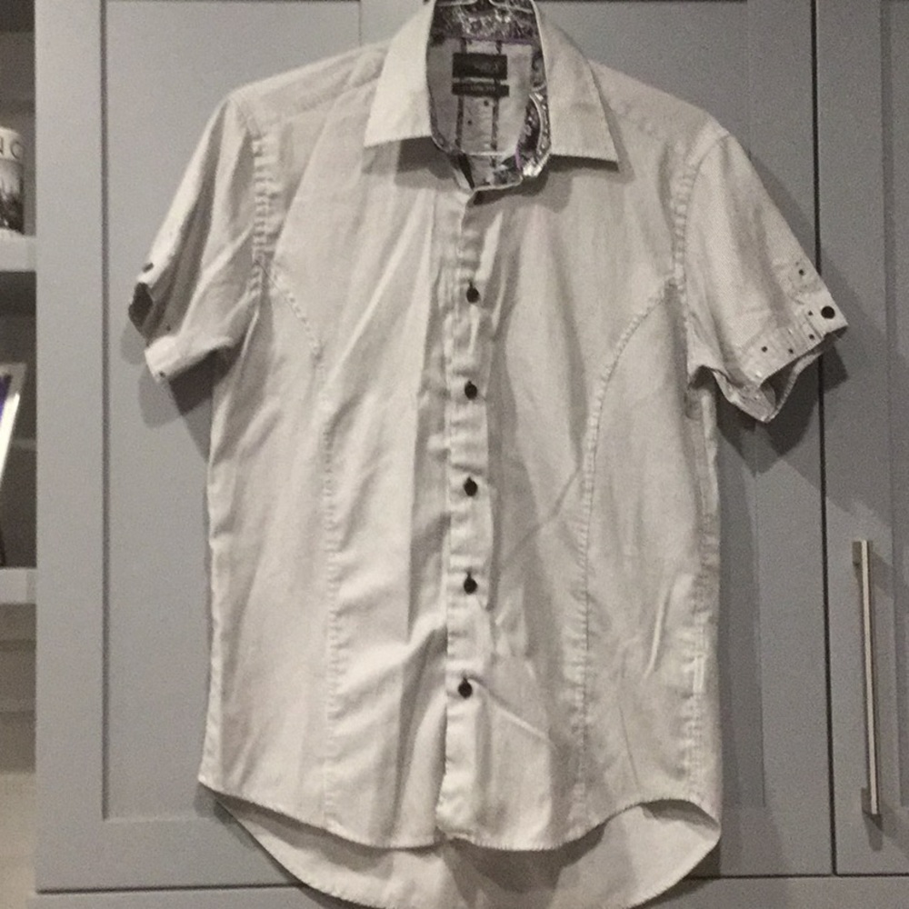 Eight X Gray & White SS Button Shirt